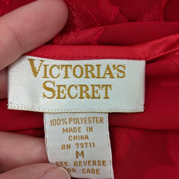 VTG Victoria Secret Gold Label Red Teddy Bodysuit Snap Crotch M - Picture 6 of 6